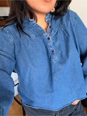 Vintage Citicraze blue denim button up top